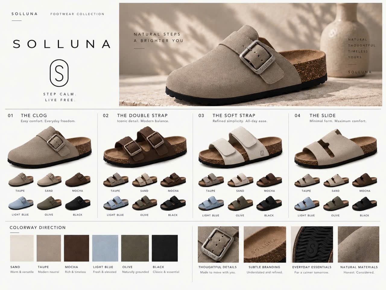 Solluna footwear collection board